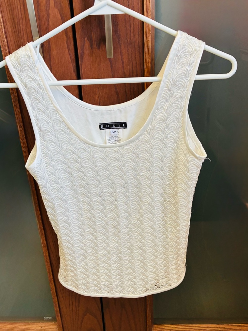 Rouie Cream Scoop Neck Textured Tank